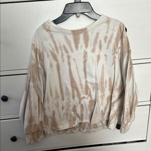 Banana Republic Cream and Tan Crop Hoodie